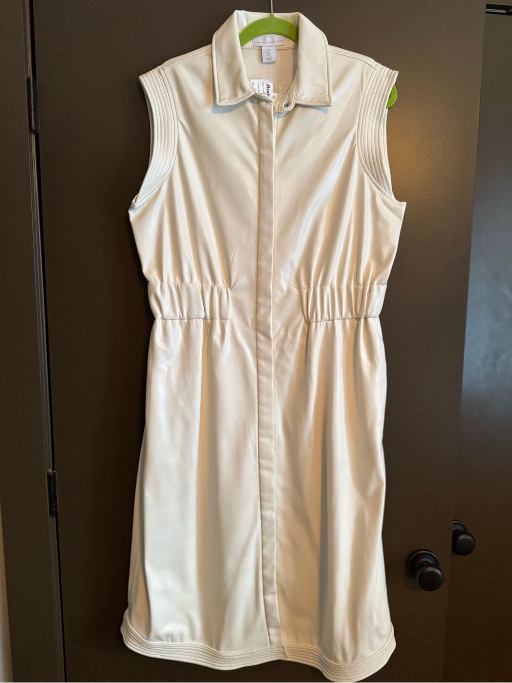 NWT House of Harlow Sleeveless Cream Vegan Leather Dress